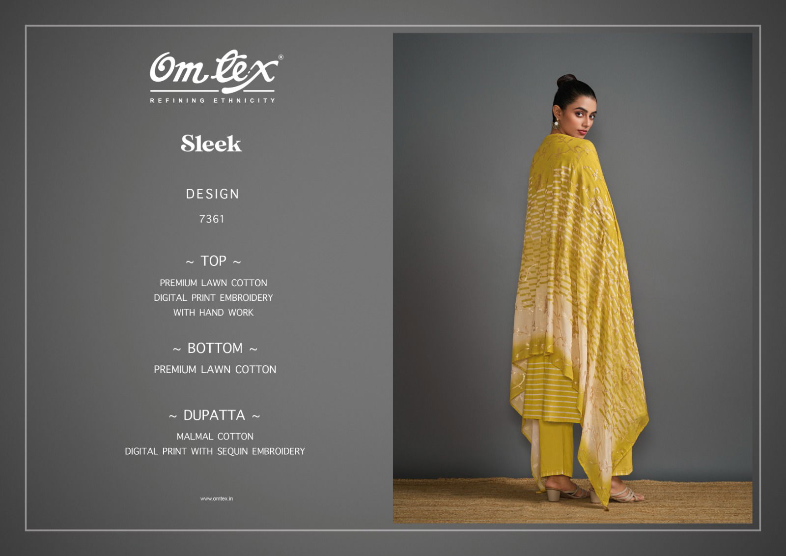 Sleek By Omtex Lawn Cotton Embroidery Salwar Kameez Surat Wholesale Market
